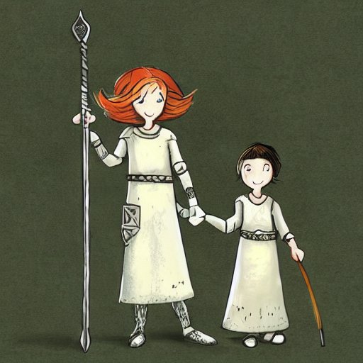 Orin and Eira standing together, with Orin holding his sword and Eira holding her magical staff